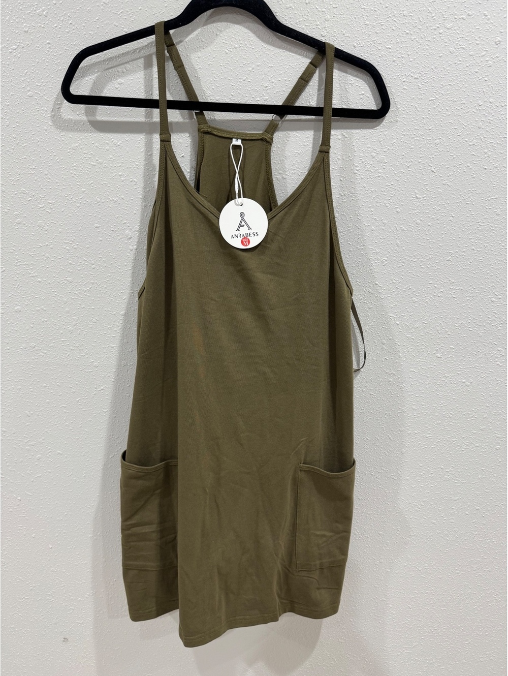 ANRABESS Olive Green Romper Dress M Built In Shorts